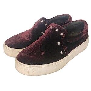NOELLE Rebecca Minkoff Maroon Velvet Studded Slip On Platform Sneaker